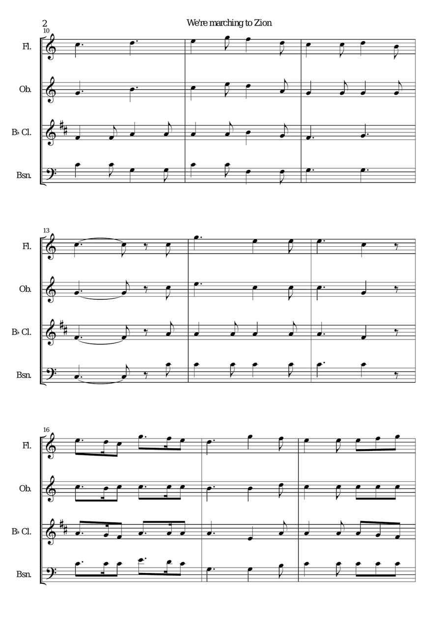 We're Marching to Zion for wind quartet Woodwind Quartet scores gallery preview page 2