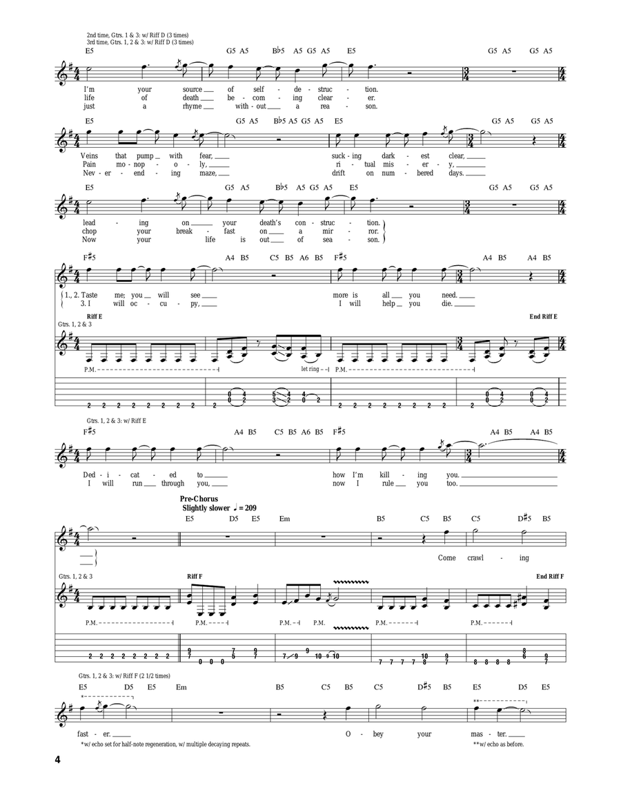 Master Of Puppets Acoustic Guitar scores gallery preview page 4