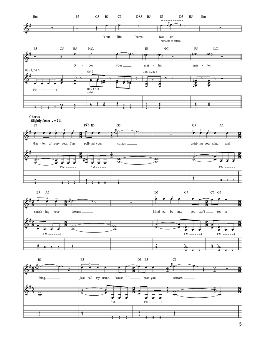 Master Of Puppets Acoustic Guitar scores gallery preview page 5
