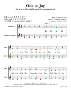 Ode to Joy (for 8-note Bells and Boomwhackers with Color Coded Notes) Handbell Choir scores gallery preview page 5
