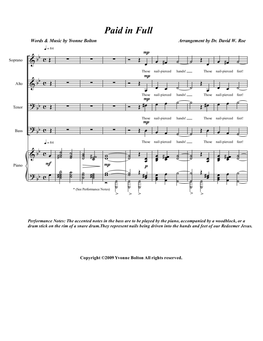 Paid In Full Choir scores gallery preview page 1