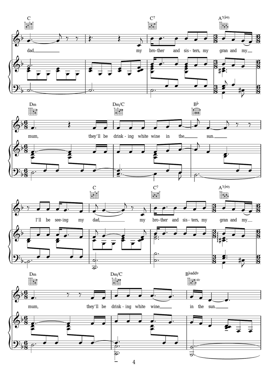 White Wine In The Sun White Wine In The Sun Piano, Vocal scores gallery preview page 4