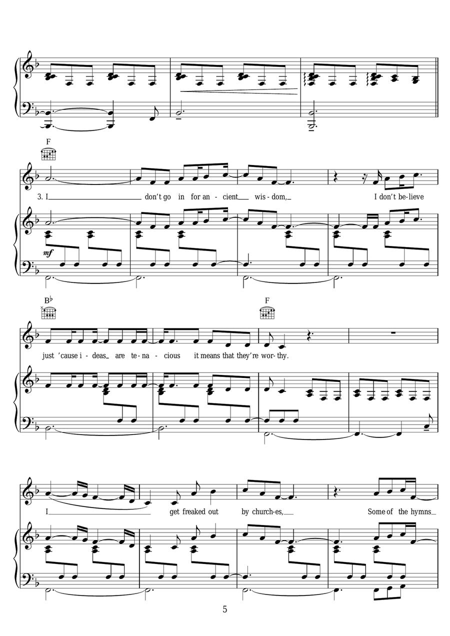 White Wine In The Sun White Wine In The Sun Piano, Vocal scores gallery preview page 5