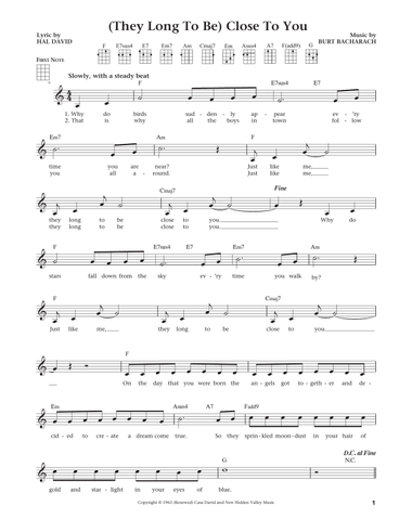 (They Long To Be) Close To You (from The Daily Ukulele) (arr. Liz and Jim Beloff)