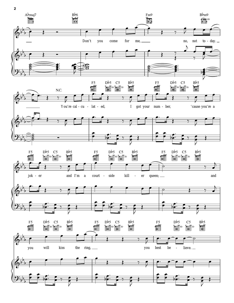 Swish Swish Swish Swish Piano, Vocal, Guitar scores gallery preview page 2