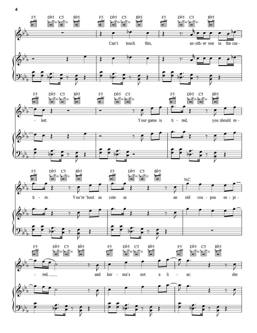 Swish Swish Swish Swish Piano, Vocal, Guitar scores gallery preview page 4