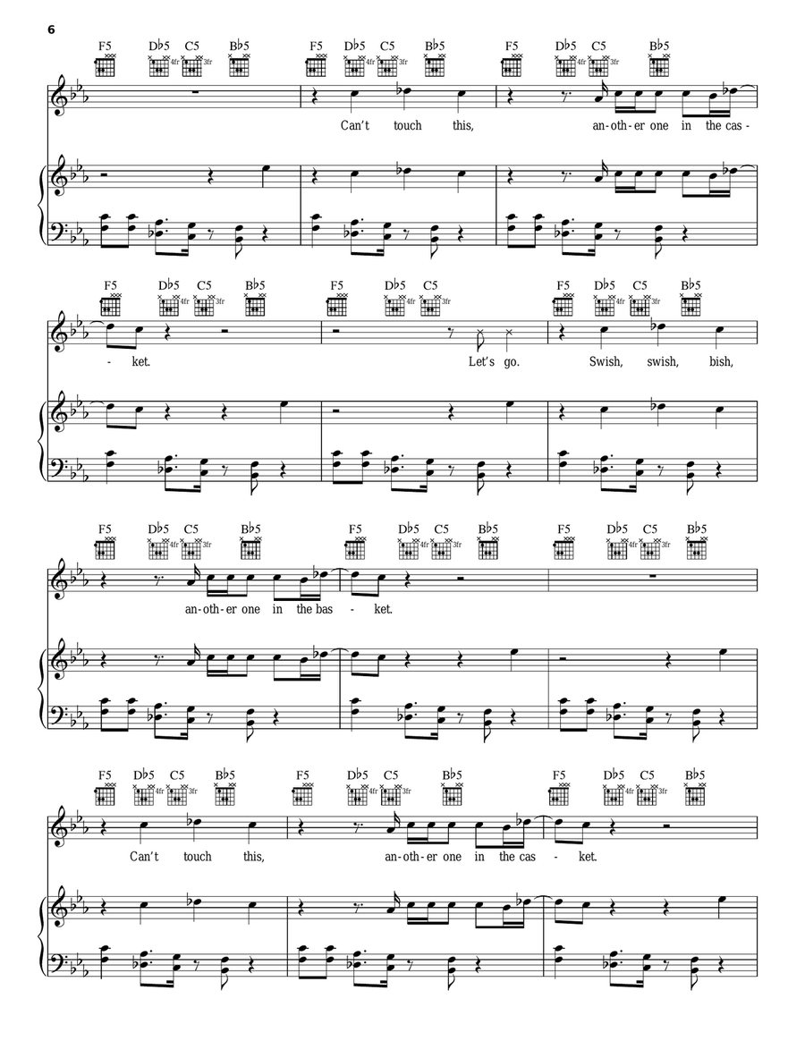 Swish Swish Swish Swish Piano, Vocal, Guitar scores gallery preview page 6