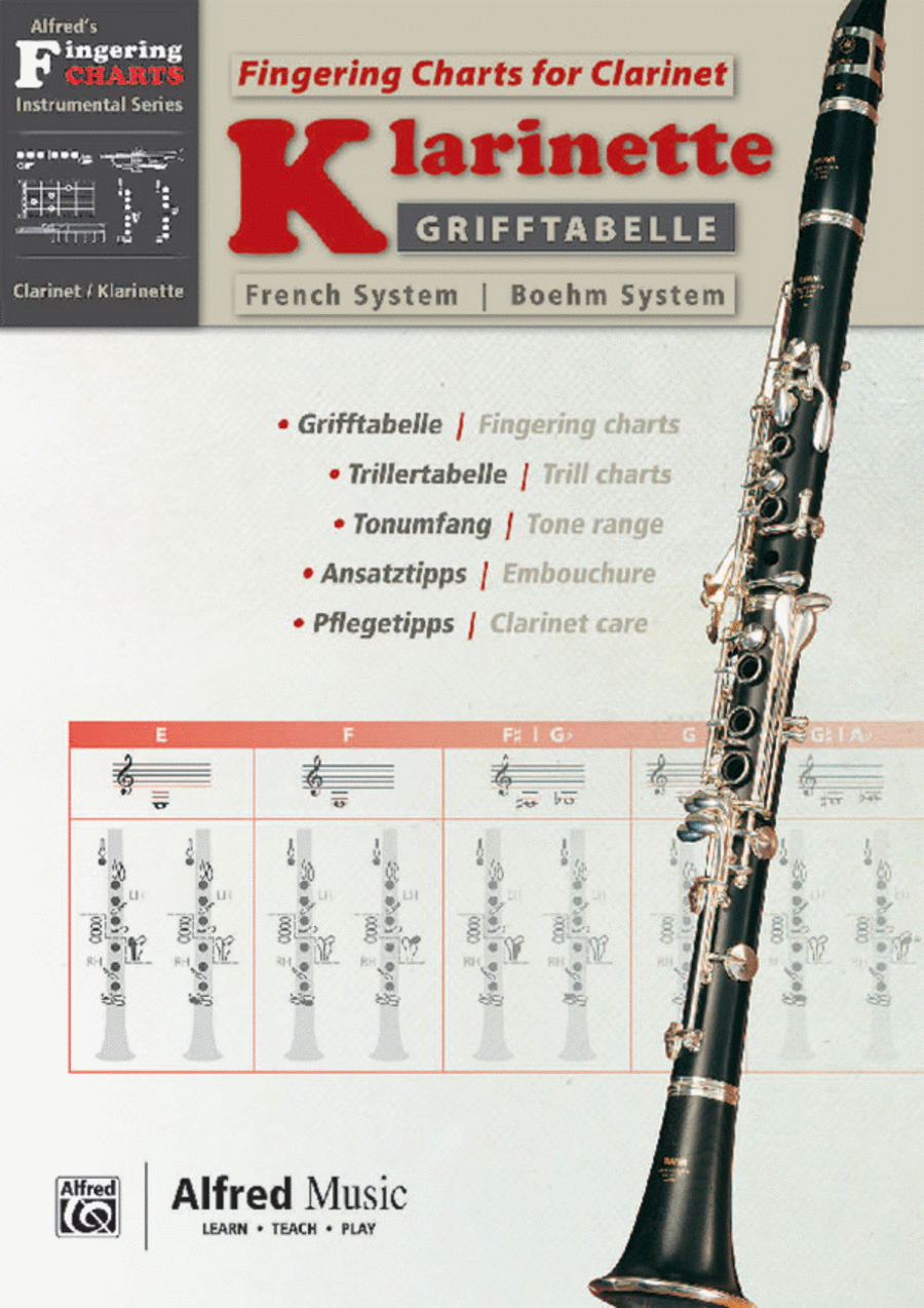 Grifftabelle für Klarinette Boehm-System [Fingering Charts for Clarinet -- French System] Clarinet scores gallery preview page 1