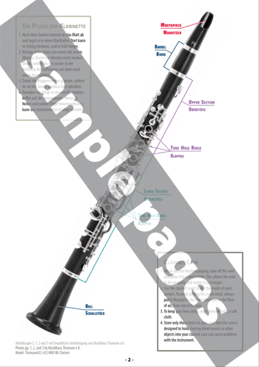 Grifftabelle für Klarinette Deutsches System [Fingering Charts for Clarinet -- Oehler System] Clarinet scores gallery preview page 2