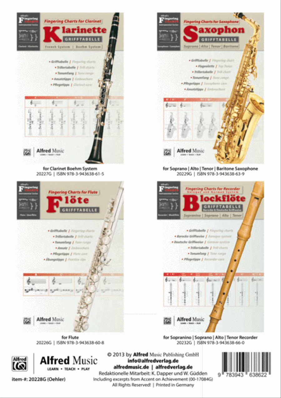Grifftabelle für Klarinette Deutsches System [Fingering Charts for Clarinet -- Oehler System] Clarinet scores gallery preview page 6