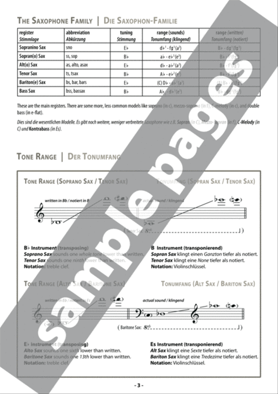 Grifftabelle für Saxophon [Fingering Charts for Saxophone] Tenor Saxophone scores gallery preview page 3