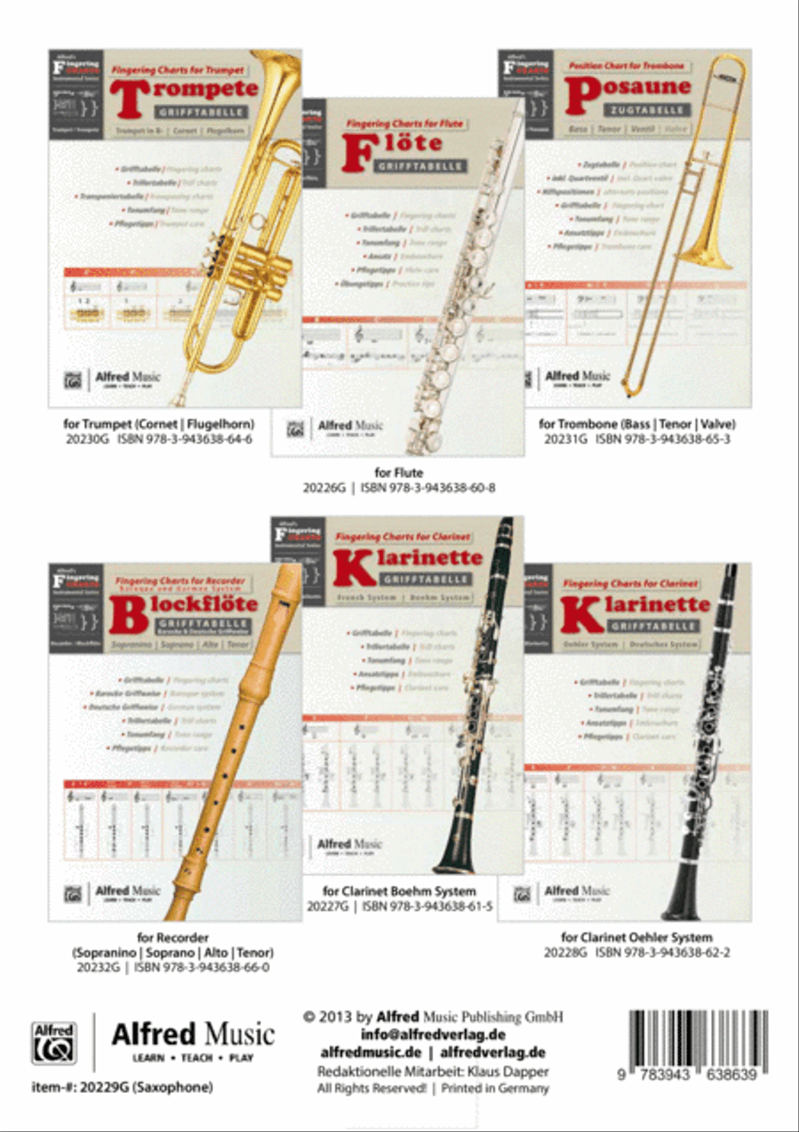Grifftabelle für Saxophon [Fingering Charts for Saxophone] Tenor Saxophone scores gallery preview page 7