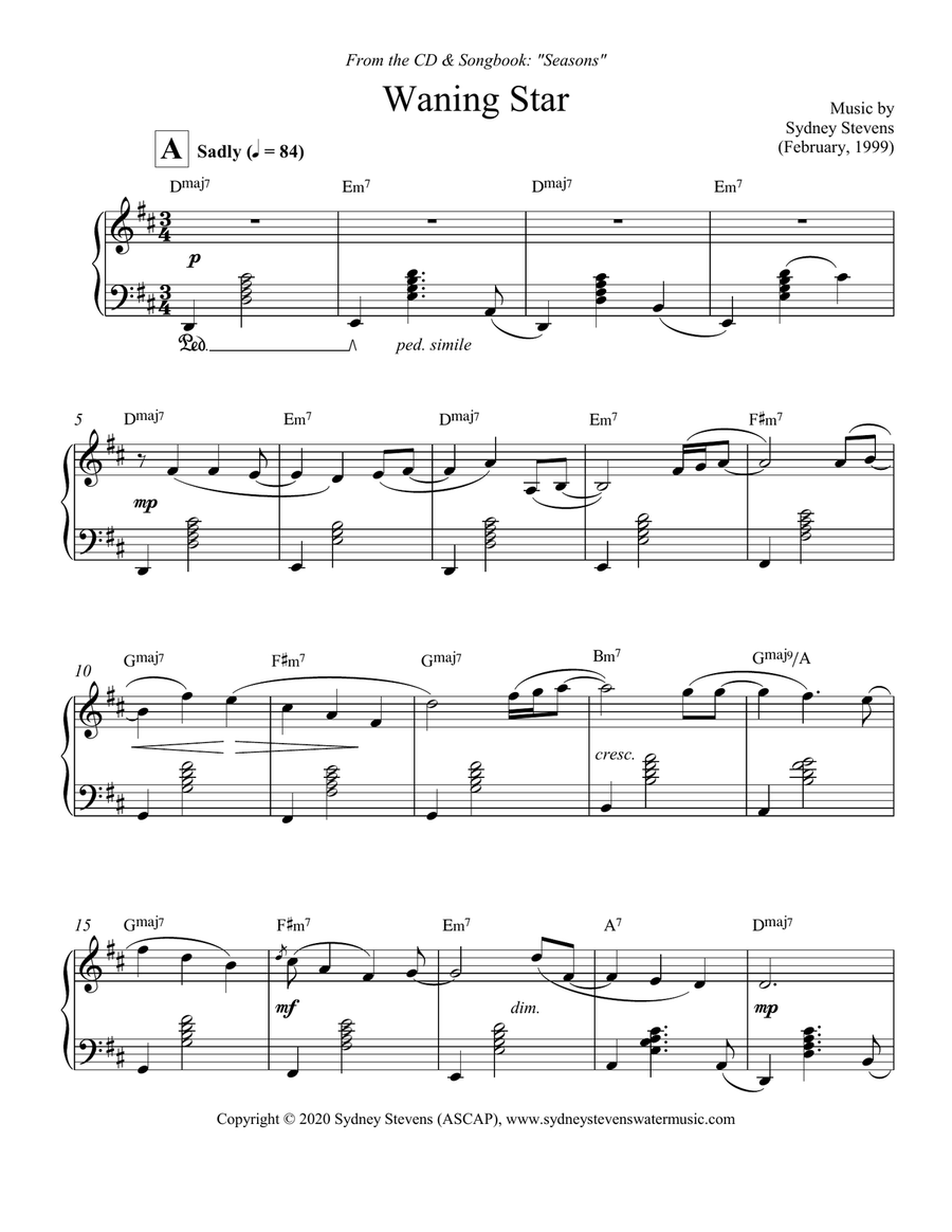 Waning Star Piano Solo scores gallery preview page 2