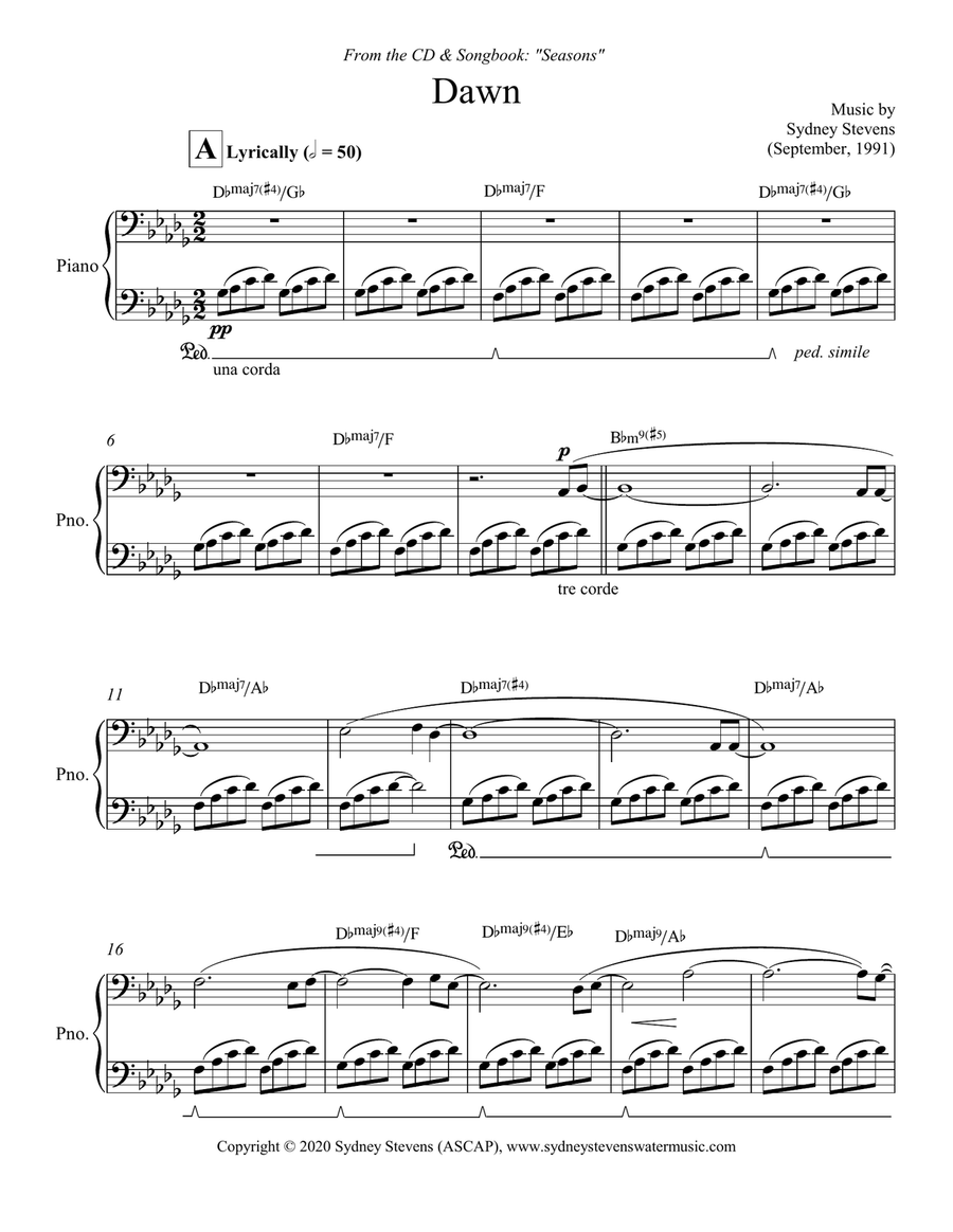 Dawn Piano Solo scores gallery preview page 2