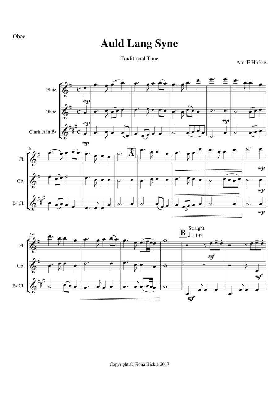 Auld Lang Syne Auld Lang Syne Woodwind Trio scores gallery preview page 2