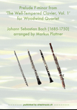 Prelude F-minor from ‘The Well-Tempered Clavier, Vol. 1’ for Woodwind Quartet