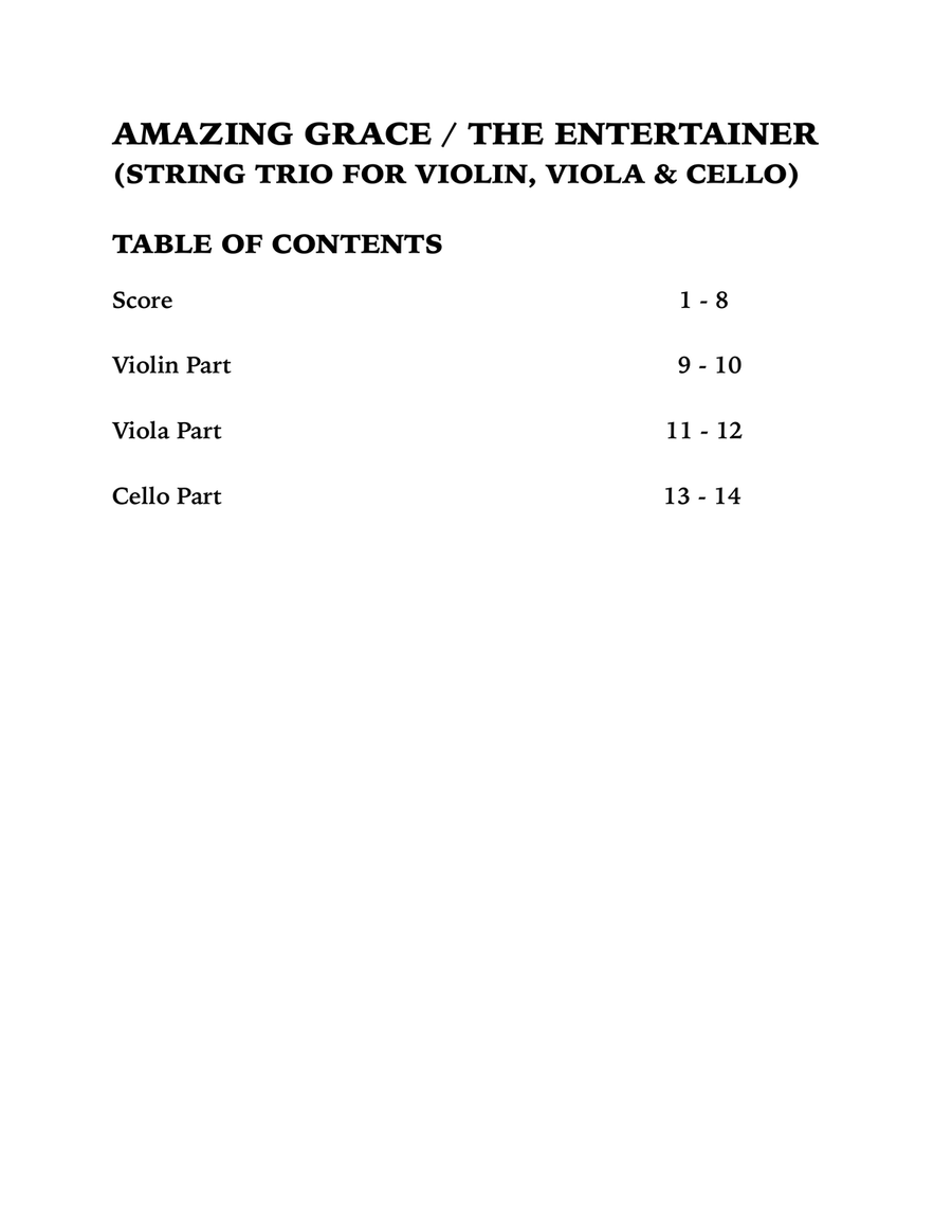 Amazing Grace / The Entertainer (String Trio): Violin, Viola and Cello String Trio scores gallery preview page 4