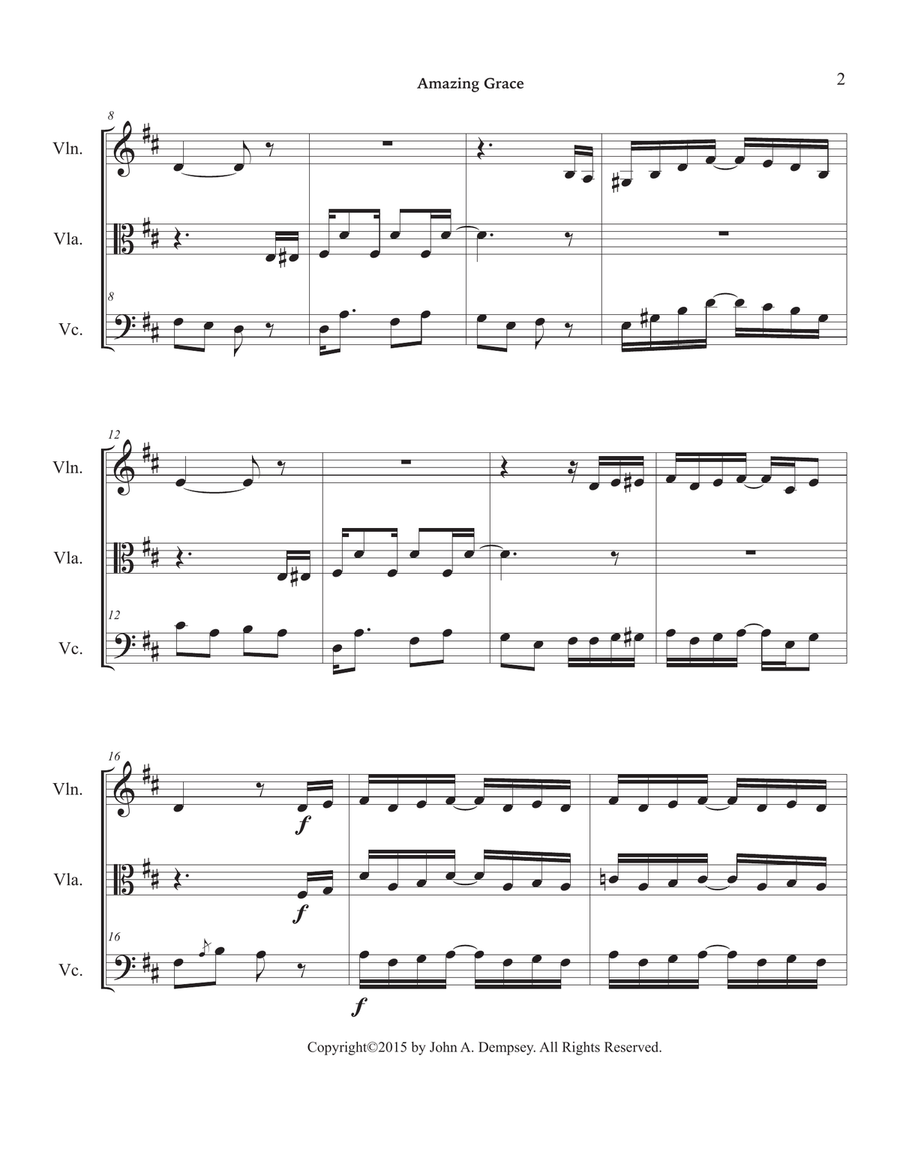 Amazing Grace / The Entertainer (String Trio): Violin, Viola and Cello String Trio scores gallery preview page 6