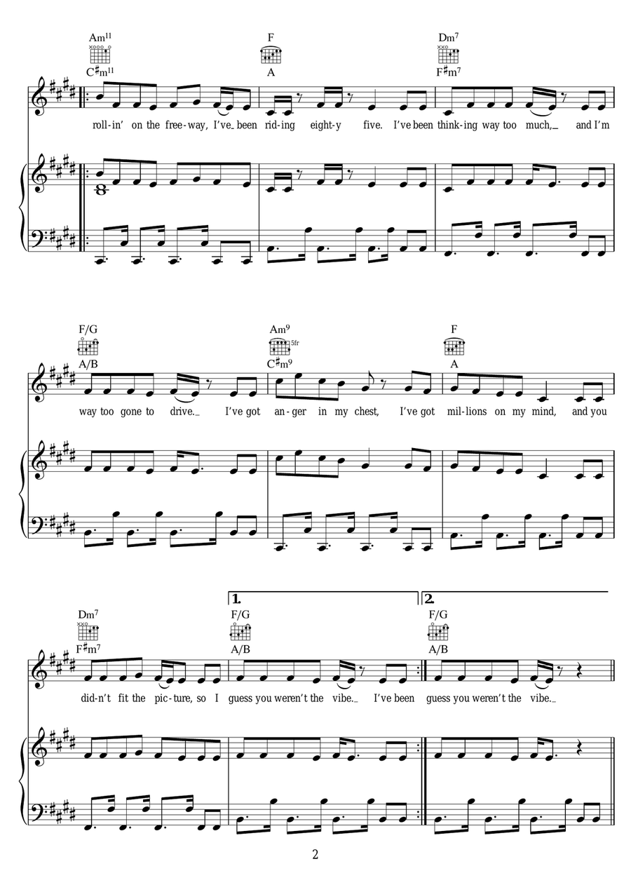 Rollin (featuring Future) Piano, Vocal scores gallery preview page 2