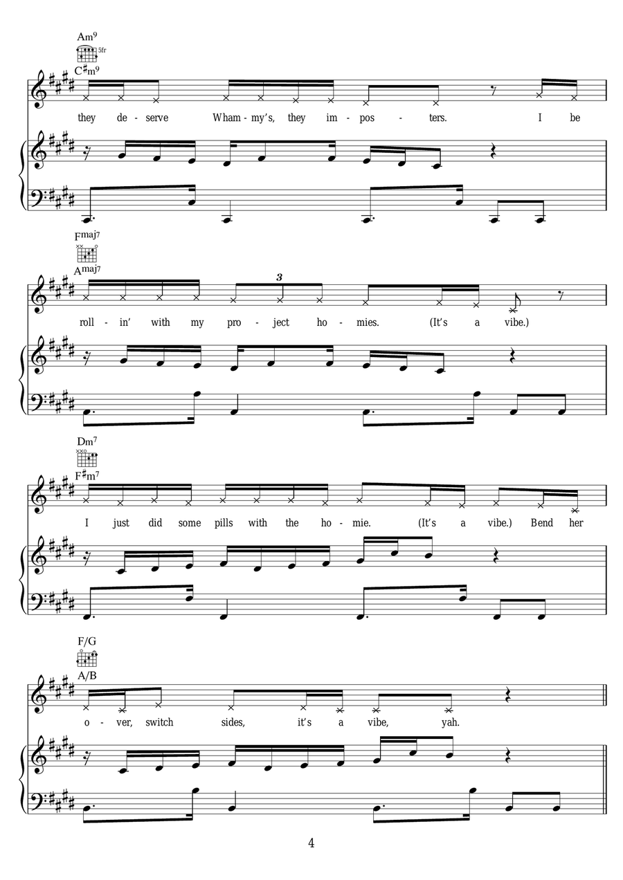 Rollin (featuring Future) Piano, Vocal scores gallery preview page 4