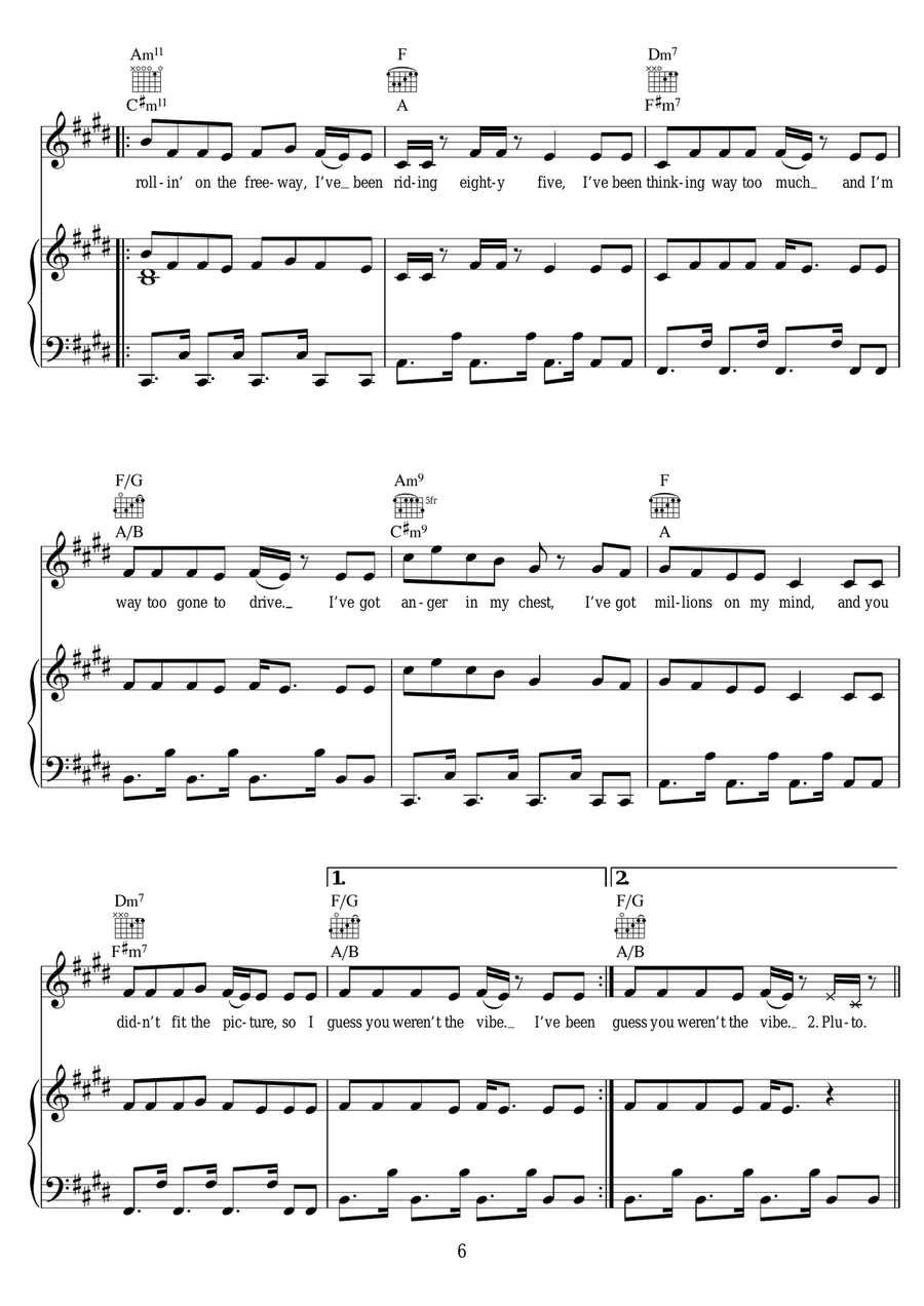 Rollin (featuring Future) Piano, Vocal scores gallery preview page 6
