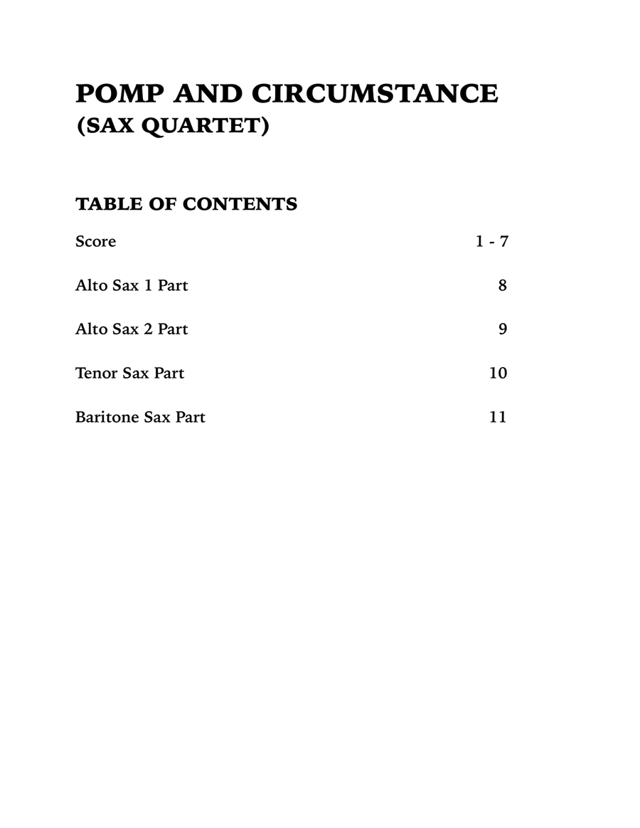 Pomp and Circumstance (Sax Quartet: AATB) Saxophone Quartet scores gallery preview page 4