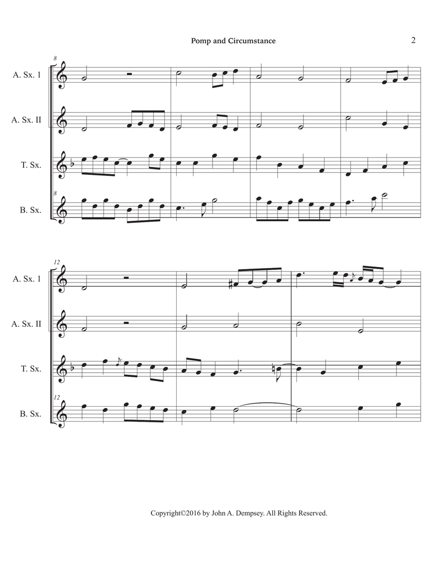 Pomp and Circumstance (Sax Quartet: AATB) Saxophone Quartet scores gallery preview page 6