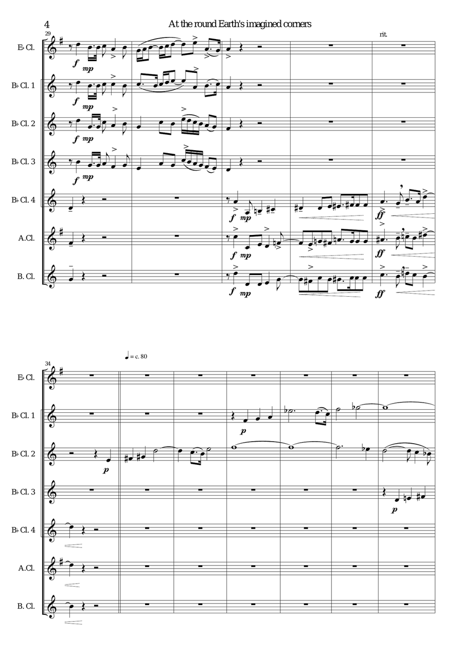 At the round earth’s imagined corners for clarinet septet Clarinet Solo scores gallery preview page 4