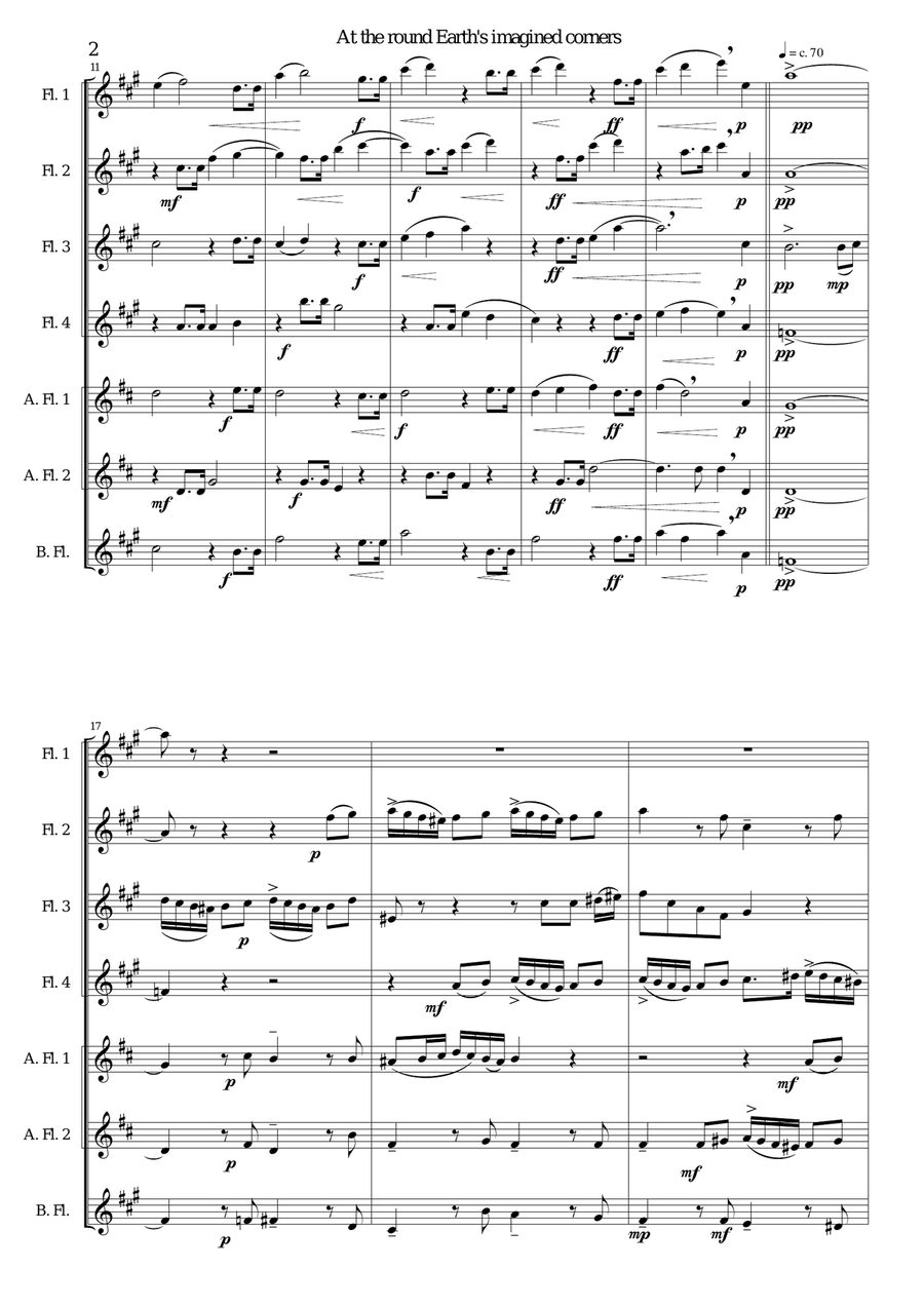 At the round earth’s imagined corners for flute septet Woodwind Ensemble scores gallery preview page 2
