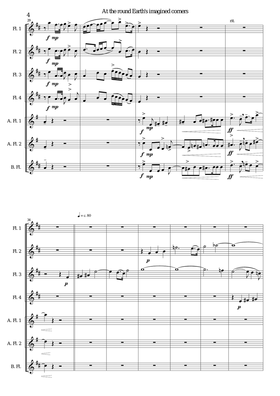 At the round earth’s imagined corners for flute septet Woodwind Ensemble scores gallery preview page 4