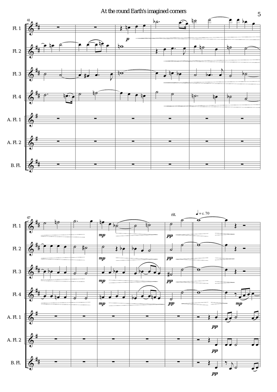 At the round earth’s imagined corners for flute septet Woodwind Ensemble scores gallery preview page 5