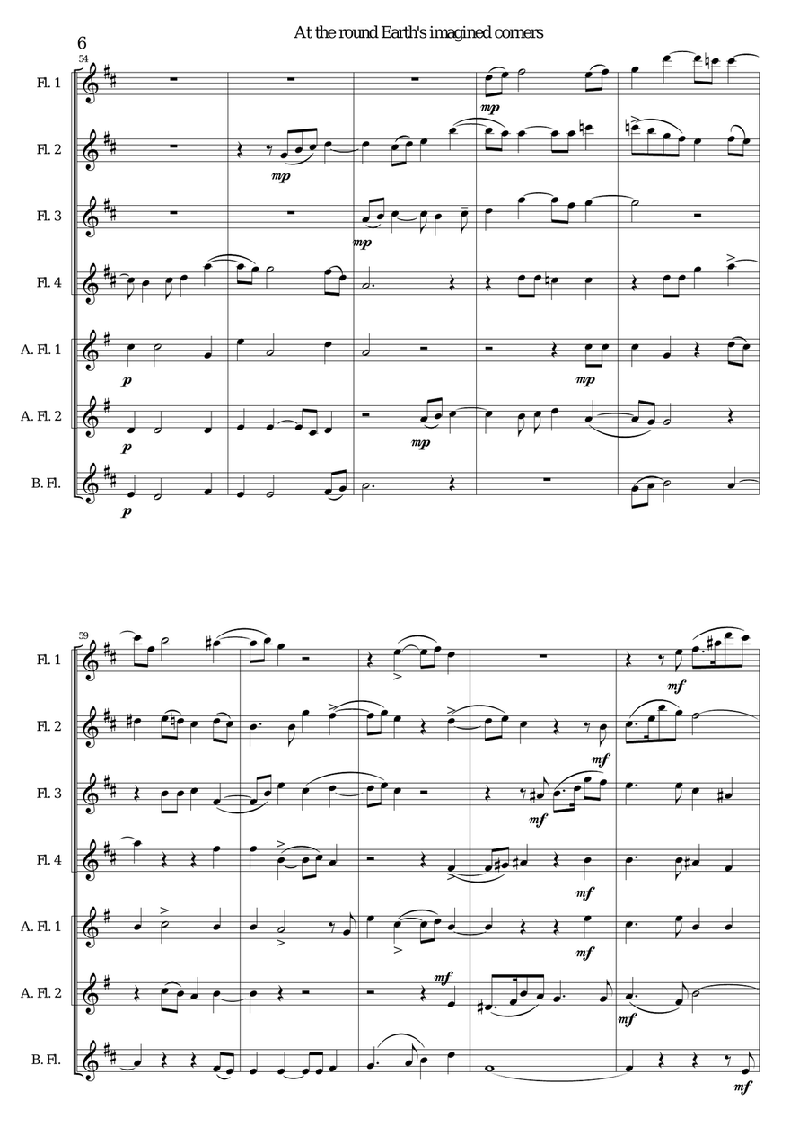 At the round earth’s imagined corners for flute septet Woodwind Ensemble scores gallery preview page 6