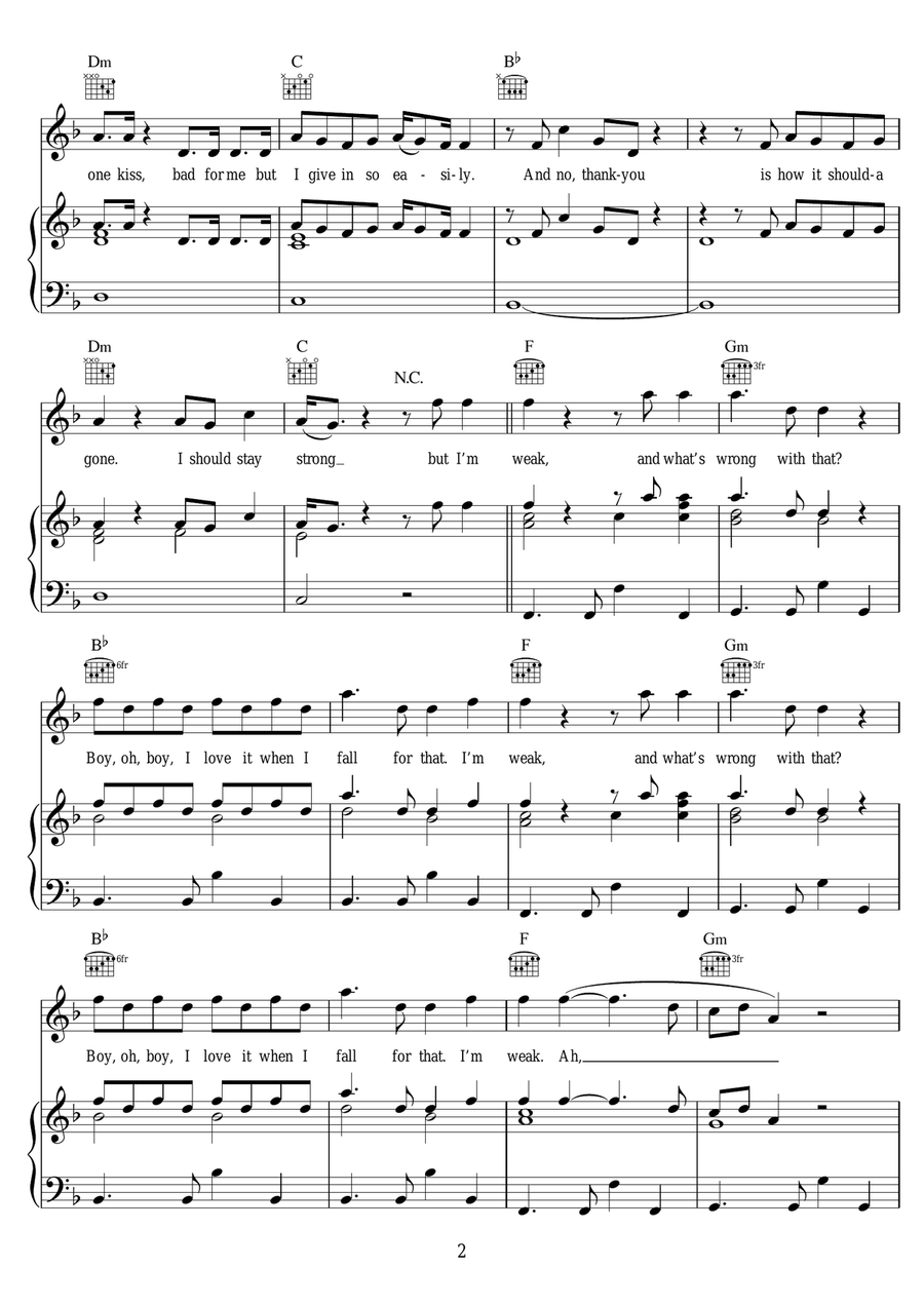 Weak Weak Piano, Vocal scores gallery preview page 2