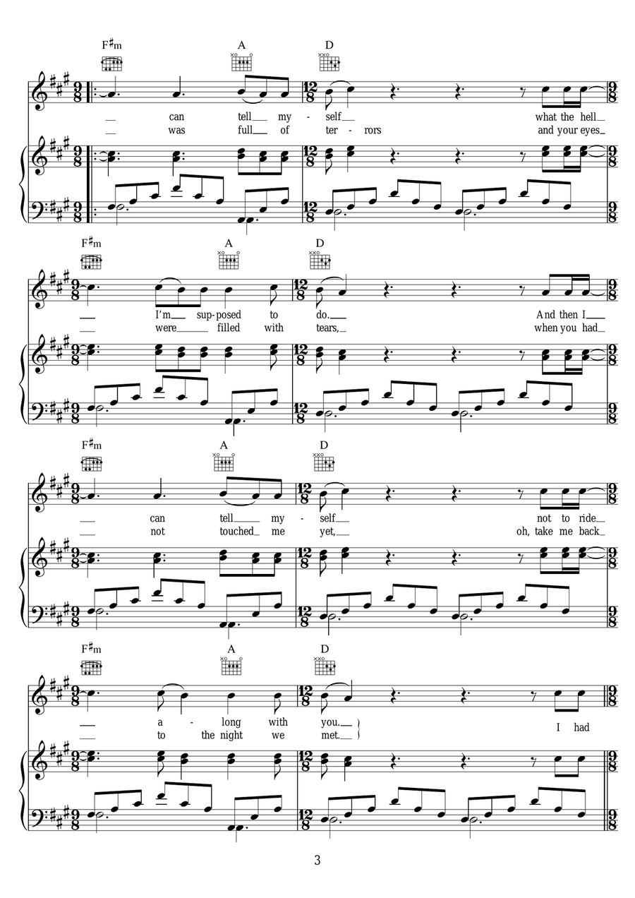 The Night We Met (feat. Phoebe Bridgers) (from 13 Reasons Why) Piano, Vocal scores gallery preview page 3