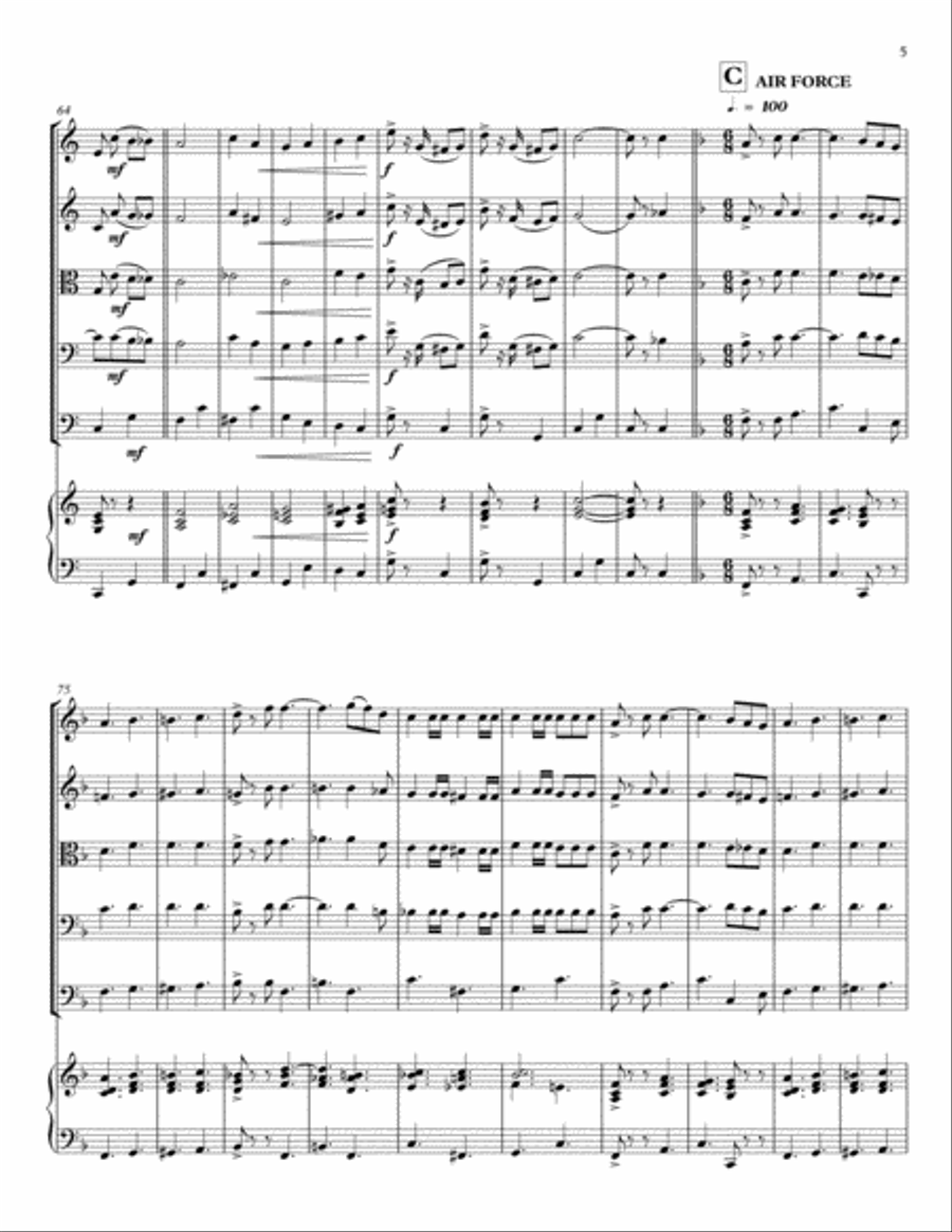 Armed Forces Medley for string orchestra Chamber Orchestra scores gallery preview page 5