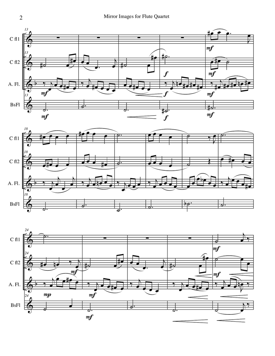 MIRROR IMAGES for Flute Quartet Flute Quartet scores gallery preview page 2