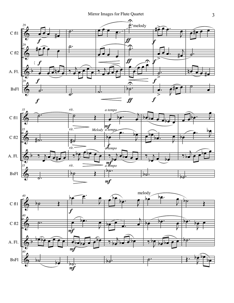 MIRROR IMAGES for Flute Quartet Flute Quartet scores gallery preview page 3