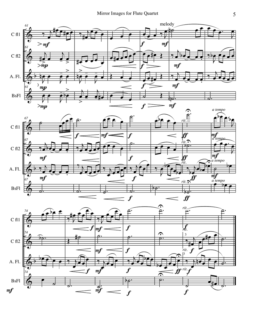 MIRROR IMAGES for Flute Quartet Flute Quartet scores gallery preview page 5