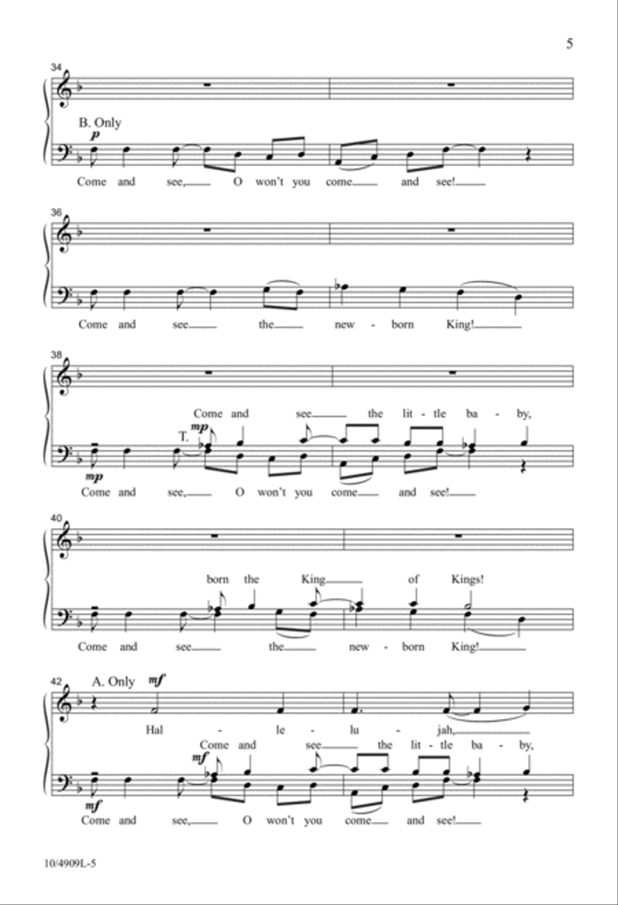 Come and See the Newborn King 4-Part scores gallery preview page 5