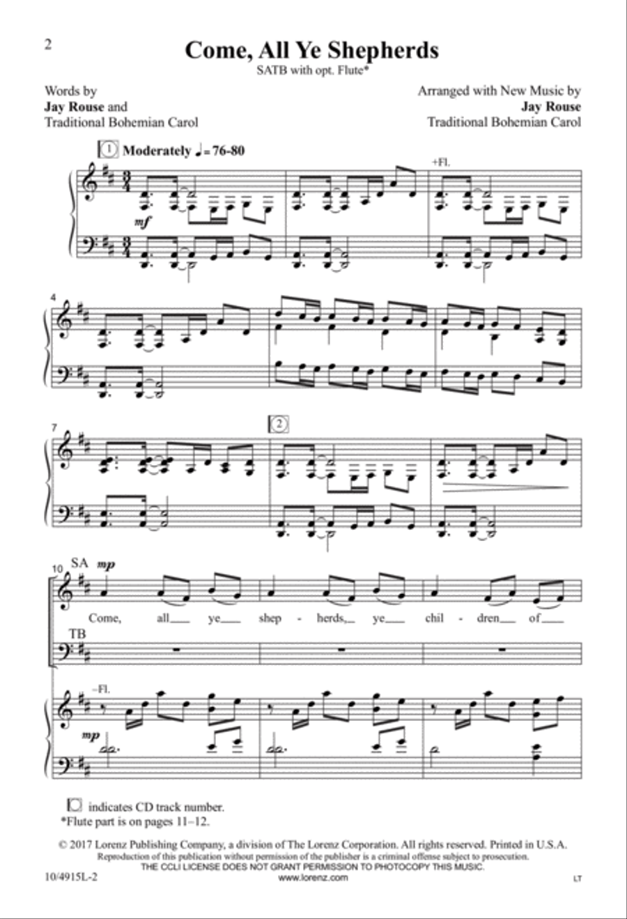 Come, All Ye Shepherds Come, All Ye Shepherds 4-Part scores gallery preview page 2