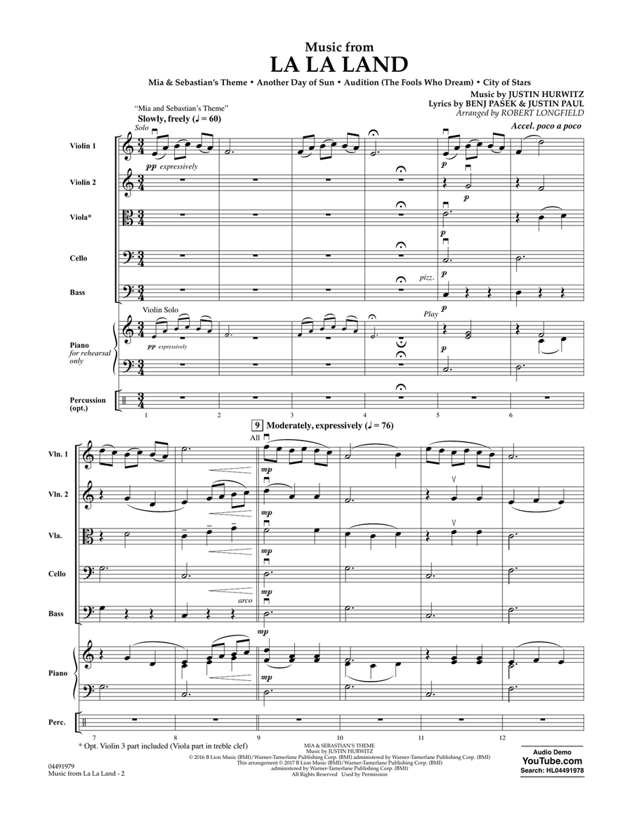 Music from La La Land - Conductor Score (Full Score) String Orchestra scores gallery preview page 2