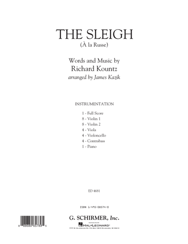 The Sleigh (À La Russe) - Conductor Score (Full Score)