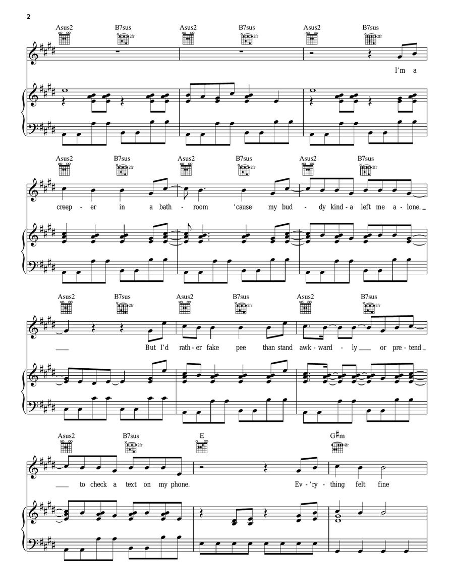 Michael In The Bathroom (from Be More Chill) Piano, Vocal, Guitar scores gallery preview page 2