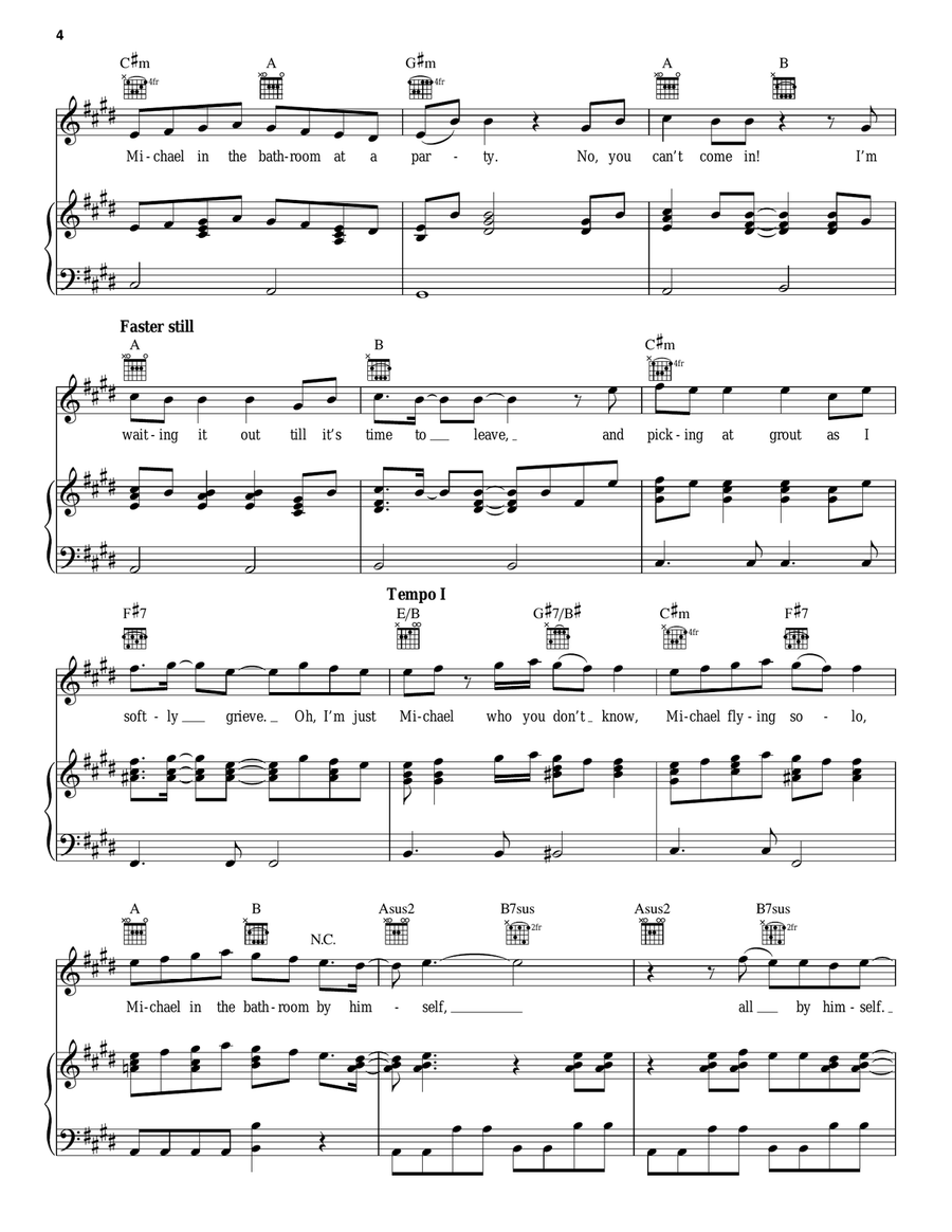 Michael In The Bathroom (from Be More Chill) Piano, Vocal, Guitar scores gallery preview page 4