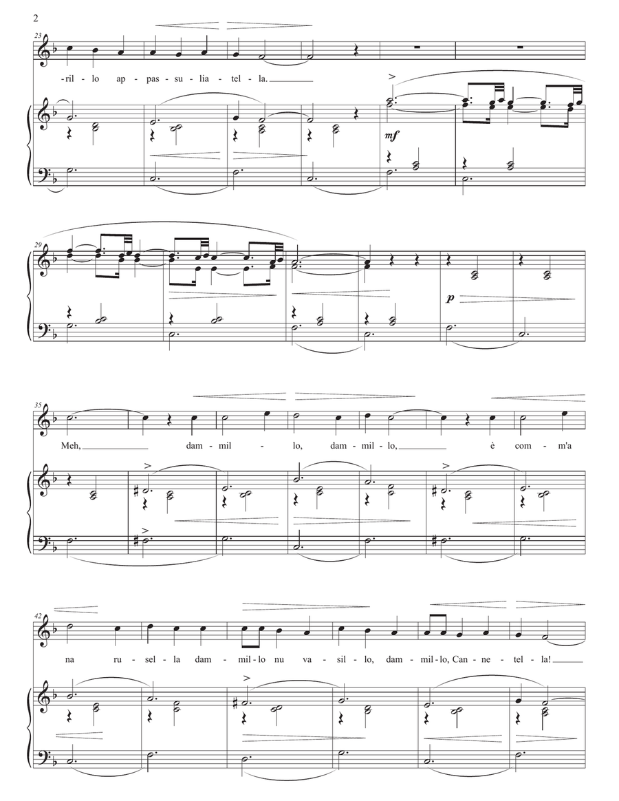 TOSTI: 'A vucchella (transposed to F major) Piano, Vocal scores gallery preview page 3