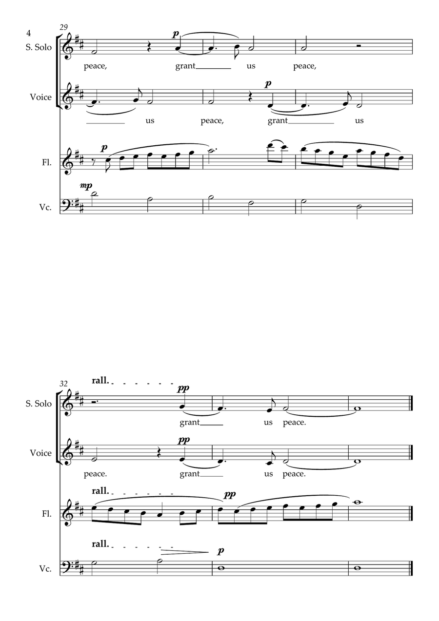 Lamb of God, for mixed choir, flute, cello and/or keyboard SA scores gallery preview page 4