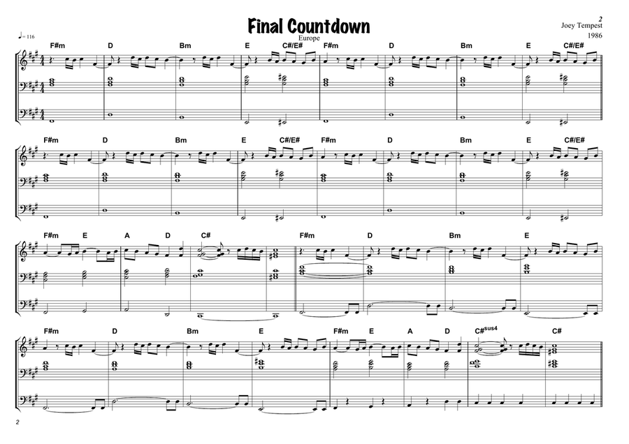 Final Countdown Final Countdown Piano scores gallery preview page 2