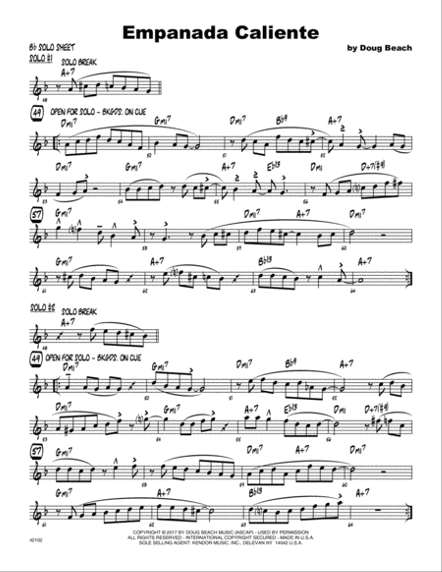 Empanada Caliente - Solo Sheet - Tenor Sax Tenor Saxophone scores gallery preview page 1