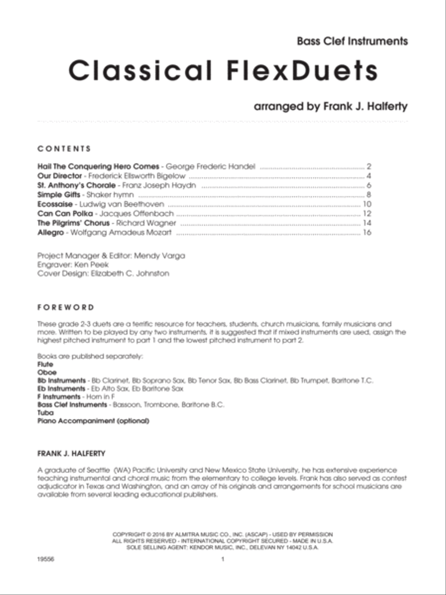 Classical FlexDuets - Bass Clef Instruments Bass Clef Instrument scores gallery preview page 1