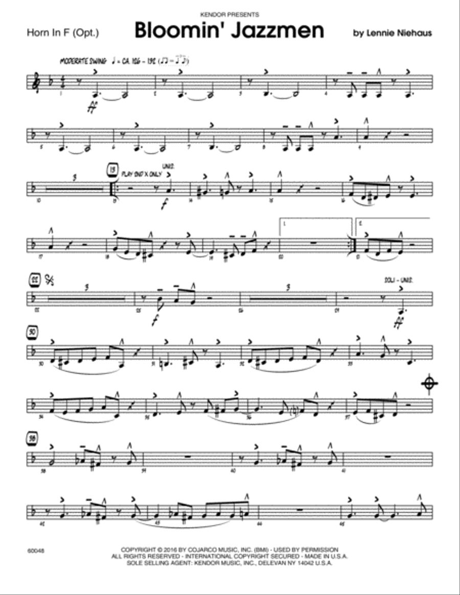 Bloomin' Jazzmen - Horn in F Horn Solo scores gallery preview page 1